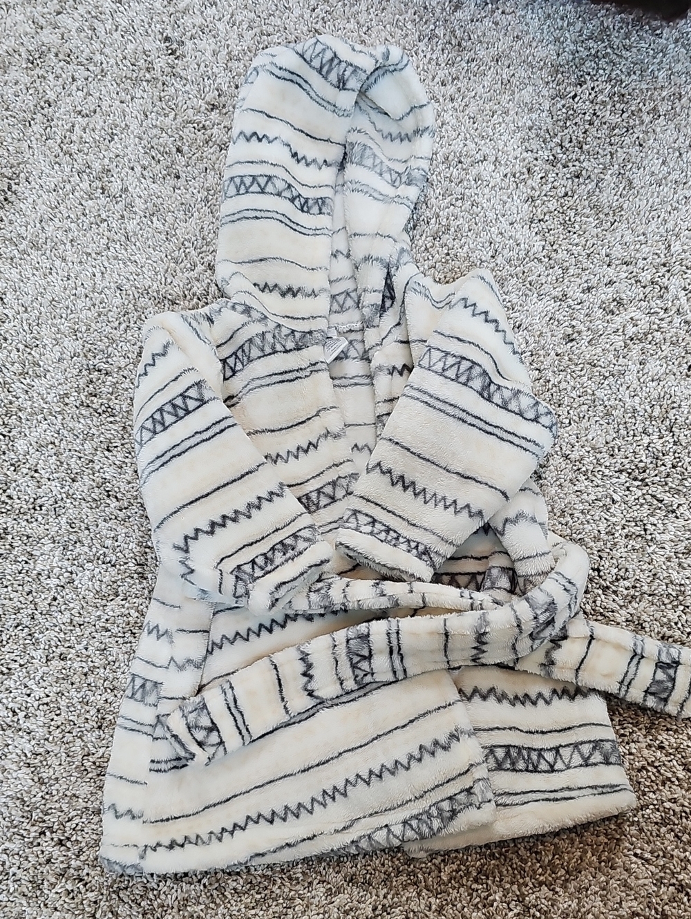 Cozy Hooded Baby One-Piece Robe in Cream and Gray